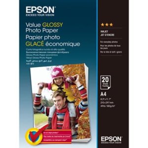 Epson Value Glossy Photo Paper, foto papír, lesklý, bílý, A4, 183 g/m2, 20 ks, C13S400035, inkoustový