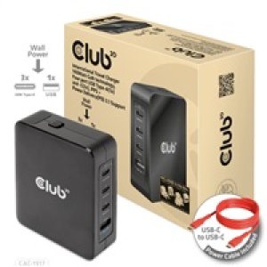 Club3D cestovní nabíječka 140W GaN technologie, 3xUSB-A, 1xUSB-C, PPS + PD 3.1 Support