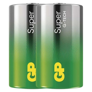 Baterie alkalická, LR20, LR20, 1.5V, GP, folie, 2-pack, SUPER, velký monočlánek