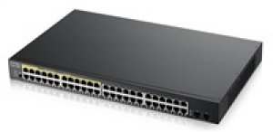 Zyxel GS1900-48HP v2 50-port Gigabit Web Smart PoE switch, 48x gigabit RJ45 (z toho 24x PoE), 2x SFP, PoE budget 170W