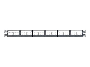 Panduit MINI-COM Modular Faceplate Patch Panels - Propojovací panel - černá - 1U - 19" - 24 porty