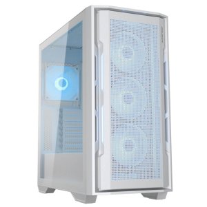 COUGAR PC skříň UNIFACE RGB White Mid Tower Mesh Front Panel 4 x 120mm ARGB Fans TG Left Panel White