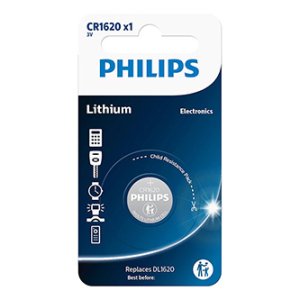 Baterie lithiová, CR1620, CR1620, 3V, PHILIPS, blistr, 1-pack, CR1620/00B, knoflíková, 70 mAh