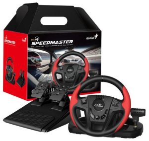 Volant Genius GX Gaming SpeedMaster, volant s pedály a řadící pákou, 13tl., USB, červeno-černý