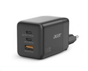 ACER Adaptér 100W GaN charger, 3porty: 2x USB-C + 1x USB-A ports, EU a UK zástrčka, textilní obal, black