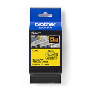 Brother - FLE6511, černá / žlutá (24mm, nelaminovaný praporek)