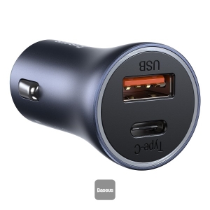 Baseus Golden Contactor duální adaptér do automobilu USB-A QC + USB-C 40W, šedá