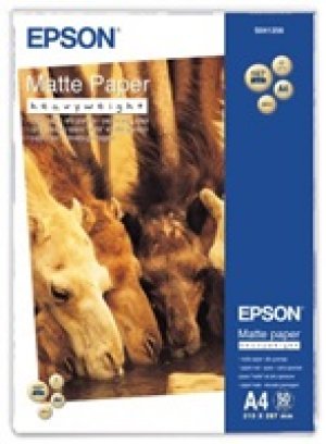 Epson Matte Paper Heavyweight, foto papír, matný, silný typ bílý, Stylus Photo 1270, 1290, A4, 167 g/m2, 50 ks, C13S041256, inkous