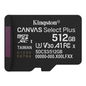 Kingston MicroSDXC karta 512GB Canvas Select Plus, U3, V30, A1
