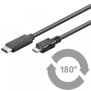 PremiumCord Kabel USB konektor C/male - USB 2.0 Micro-B/male, černý, 1m