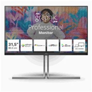 AOC MT VA LCD WLED 31,5" U32U3CV - IPS nano color, 3840x2160, HDMI, DP, USB-C, USB 3.2, RJ45, pivot, repro