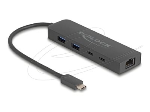 Delock - Rozbocovac - 1 x USB-C 3.2 Gen 2 + 1 x 100/1000/2.5G + 1 x USB-C 3.2 Gen 2 (power delivery) + 2 x USB 3.2 Gen 2 - desktop