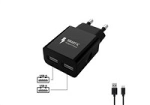 WG - Síťová nabíječka 2x USB-A 2,4A , Smart IC + kabel USB-A na Micro USB, black