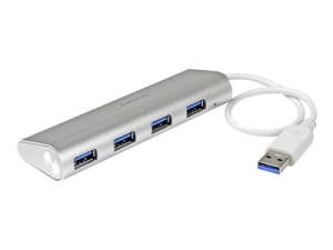 Startech 4 Port Portable USB 3.0 Hub with Built-in Cable - Aluminum and Compact USB Hub (ST43004UA) - Rozbočovač - 4 x SuperSpeed USB 3.0