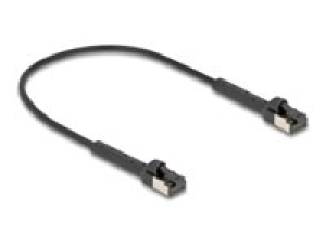 Delock - Patch kabel - RJ-45 (M) naklonený až do 60° do RJ-45 (M) naklonený až do 60° - 25 cm - 3.8 mm - U/FTP - CAT 8.1 - neobsahuje halogen, lisovaný, provedení bez hrbolku, rychlost prenosu dat až 40 Gbps, tenký - cerná