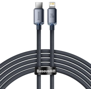 Baseus Crystal Shine Series nabíjecí / datový kabel USB-C / Lightning 20W 2m, černá