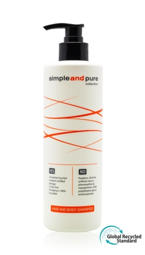 Simple+Pure, Šampon na vlasy a tělo, dávkovač - pumpička, 450 ml