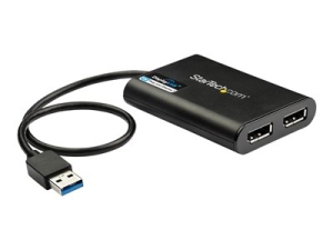 StarTech USB 3.0 to Dual DisplayPort Adapter 4K 60Hz, DisplayLink Certified, Video Converter with External Graphics Card - Mac & PC (USB32DP24K60) - Adaptér DisplayPort - USB typ A (M) do DisplayPort (F) - USB 3.0 - 30 cm - podpora 4K60Hz (4096 x 2160) - 
