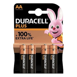 Baterie jednorázová alkalická, tužková, AA, 1.5V, Duracell, blistr, 4-pack, MN1500B4, Plus Power