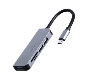 GEMBIRD hub, 3-port USB 3.1, Type-C, se čtečkou karet