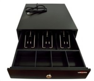 Pokladní zásuvka mikro EK-300C - s kabelem, pořadač 3/4, 9-24V, černá