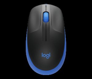 Logitech M190/Kancelářská/Optická/Bezdrátová USB/Černá-modrá