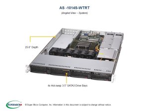 SUPERMICRO A+ Server 1U 1x SP3, 8x DDR4, 4x 3,5" (4xNVMe opt.), 2x500W(plat), 2x10GbE, IPMI
