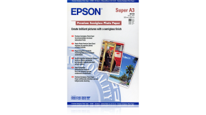 Epson Premium Semigloss Photo Paper, foto papír, pololesklý, bílý, Stylus Photo 1270, 2000P, A3+, 251 g/m2, 20 ks, C13S041328, ink