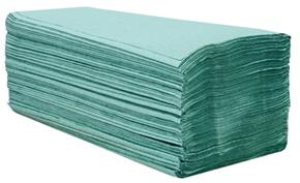 V ručníky 4000 ks, zelené, recykl, 1-vrstvé