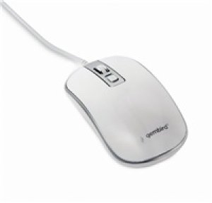 GEMBIRD myš MUS-4B-06-WS, drátová, optická, USB, bílá/stříbrná