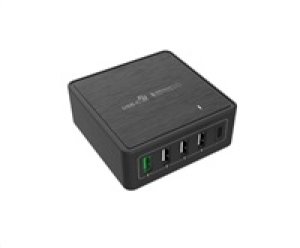 WG - Síťová nabíječka 5x USB 60W, 1x USB-A QC 3.0 + 3x USB-A Smart IC + 1x USB-C PD, černá