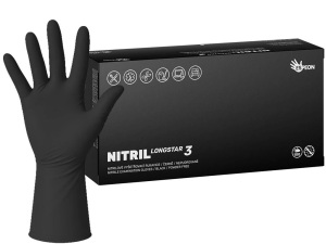Rukavice NITRIL LONGSTAR3 100 ks, nepudrové, černé M