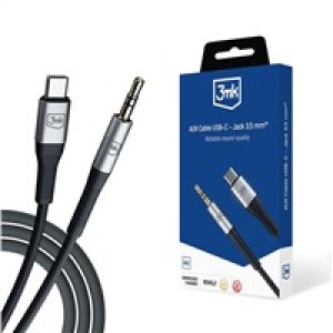 3mk audio kabel AUX Cable USB-C - Jack 3,5mm, 1m, černá