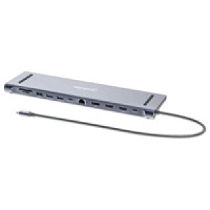 MANHATTAN Dokovací stanice USB-C 12v1, 2xHDMI, DP, USB-C PD 100W, USB-C 3.0, 3xUSB-A 3.0, SD/microSD, RJ45, 3.5mm Jack