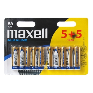 Baterie alkalická, AA (LR6), AA, 1.5V, Maxell, blistr, 10-pack