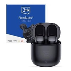3mk bezdrátová stereo sluchátka FlowBuds, nabíjecí pouzdro, černá