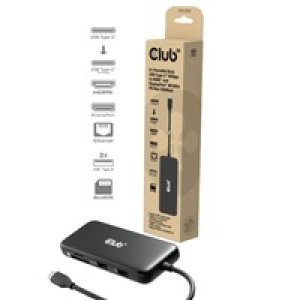 Club3D Dokovací stanice 8v1, USB-C 3.2, 1xHDMI, 1xDP, 2xUSB, 1xmicroSD/SD, 1xUSB-C PD100W, 1xRJ45, černá