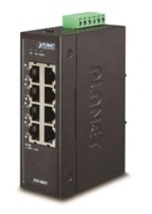 Planet ISW-800T, switch, 8x 10/100Base-TX, ESD, DIN, IP30, -40~75°C