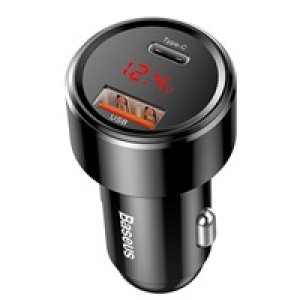 Baseus Magic Series PPS Digital Display duální adaptér do automobilu USB-A QC + USB-C PD 45W, černá