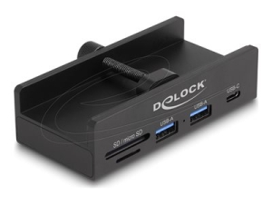 Delock - Rozbocovac - 5 Gbps, SD + micro SD slot s uzamykacím šroubem - 2 x USB + 1 x USB-C - desktop