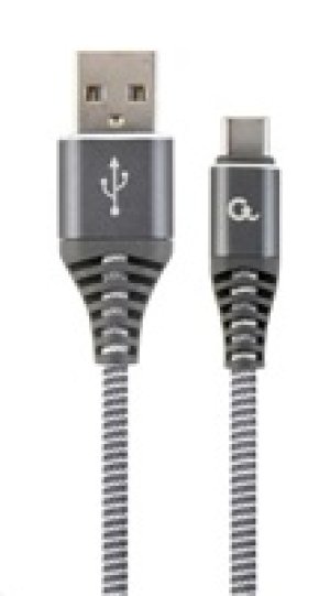 GEMBIRD Kabel USB 2.0 AM na Type-C kabel (AM/CM), 1m, opletený, šedo-bílý, blister, PREMIUM QUALITY