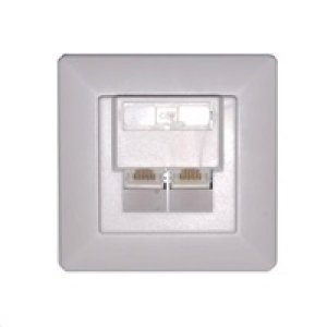 Zásuvka UTP 2x RJ45 Cat5E, duální svorkovnice, pod omítku