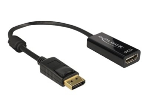 Delock - Video adaptér - DisplayPort s piny (male) do HDMI se zdířkami (female) - 20 cm - černá - podporuje 4K