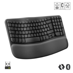 Logitech Wave Keys wireless ergonomic keyboard GRAPHITE-CZE-SKY-2.4GHZ/BT INTNL