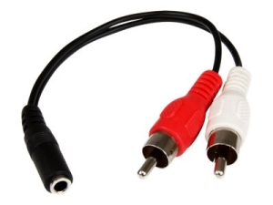 Startech 6in RCA to 3.5mm Female Cable - Audio to RCA Cable - 3.5mm Female to 2x RCA Male - Aux to RCA - Stereo Audio Cable (MUFMRCA) - Audio kabel - RCA x 2 s piny (male) do mini-phone stereo 3.5 mm se zdířkami (female) - 15.24 cm - černá - pro P/N: MU15