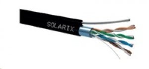 Instalační kabel Solarix venkovní FTP, Cat5E, drát, PE, samonosný, cívka 305m SXKD-5E-FTP-PE-SAM