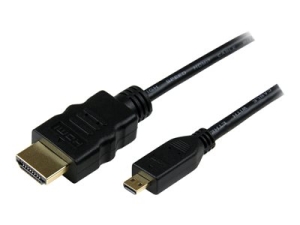 Startech 3m High Speed HDMIŽ Cable with Ethernet - HDMI to HDMI Micro - M/M - 3 Meter HDMI (A) to HDMI Micro (D) Cable (HDADMM3M) - Kabel HDMI s ethernetem - HDMI s piny (male) do 19 pin micro HDMI Type D s piny (male) - 3 m - odstíněný - černá