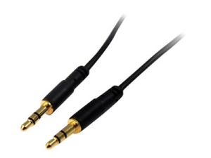 Startech 3.5mm Audio Cable - 10 ft - Slim - M / M - AUX Cable - Male to Male Audio Cable - AUX Cord - Headphone Cable - Auxiliary Cable (MU10MMS) - Audio kabel - mini-phone stereo 3.5 mm s piny (male) do mini-phone stereo 3.5 mm s piny (male) - 3 m - čern