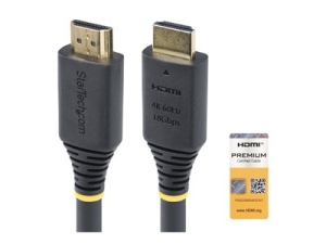 Startech 2m (6.6ft) Premium Certified High Speed HDMI Cable, 4K60Hz - Prémiově vysoká rychlost - kabel HDMI s ethernetem - HDMI s piny (male) do HDMI s piny (male) - 2 m - černá - pasivní, podpora 4K60Hz