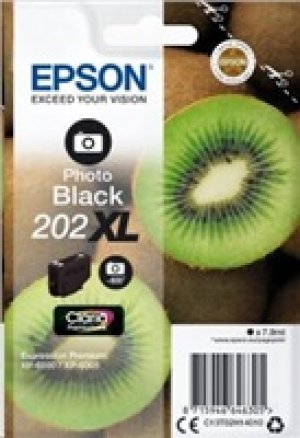 Epson 202XL - 7.9 ml - Vysoká kapacita - foto černá - originální - blistr - inkoustová cartridge - pro Expression Premium XP-6000, XP-6005, XP-6100, XP-6105